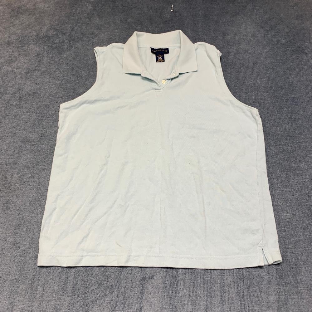 Charter Club Polo Shirt Womens XL White Cotton Golf Tennis Side Slit Sleeveless